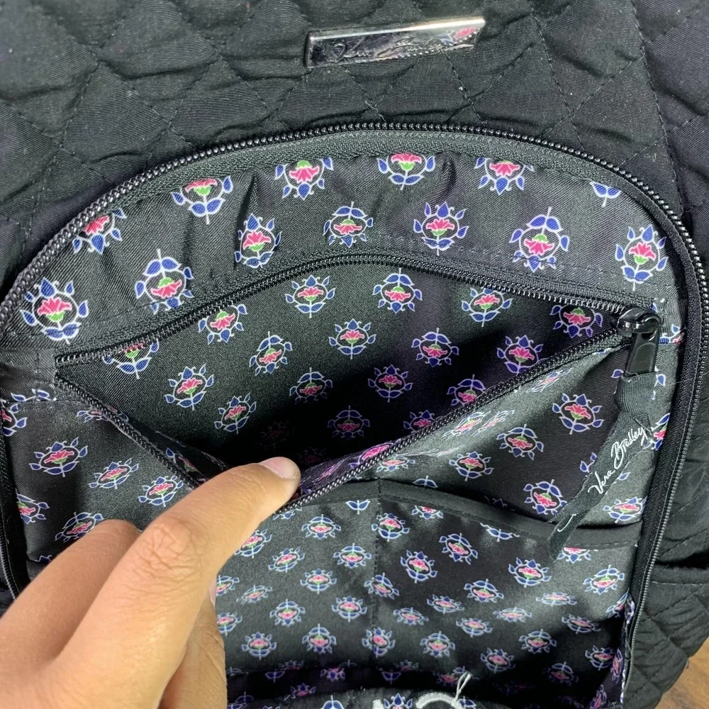Vera Bradley Backpack Womens Black Quilted Monogrammed Initials Laptop Bag